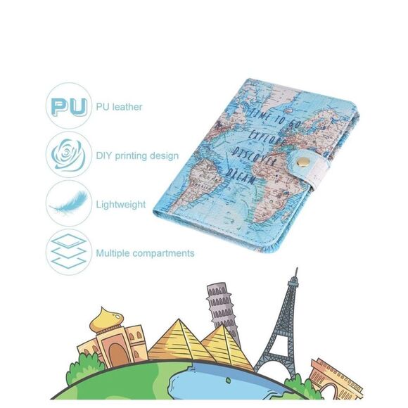 Passport Holder Wallet Protective Premium PU Leather Travel Wallet Passport Cove - Picture 2 of 7